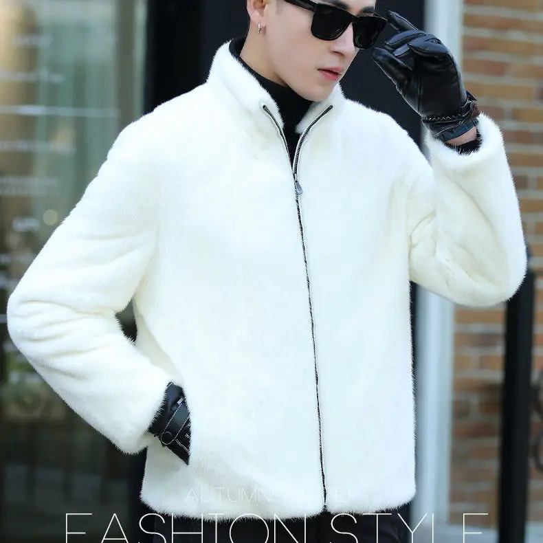 Fashion Autumn Winter Men Faux Mink Fur Coat Fluffy Warm Outwear Male Thick Solid Loose Casual Stand Male Jackets W34 251105