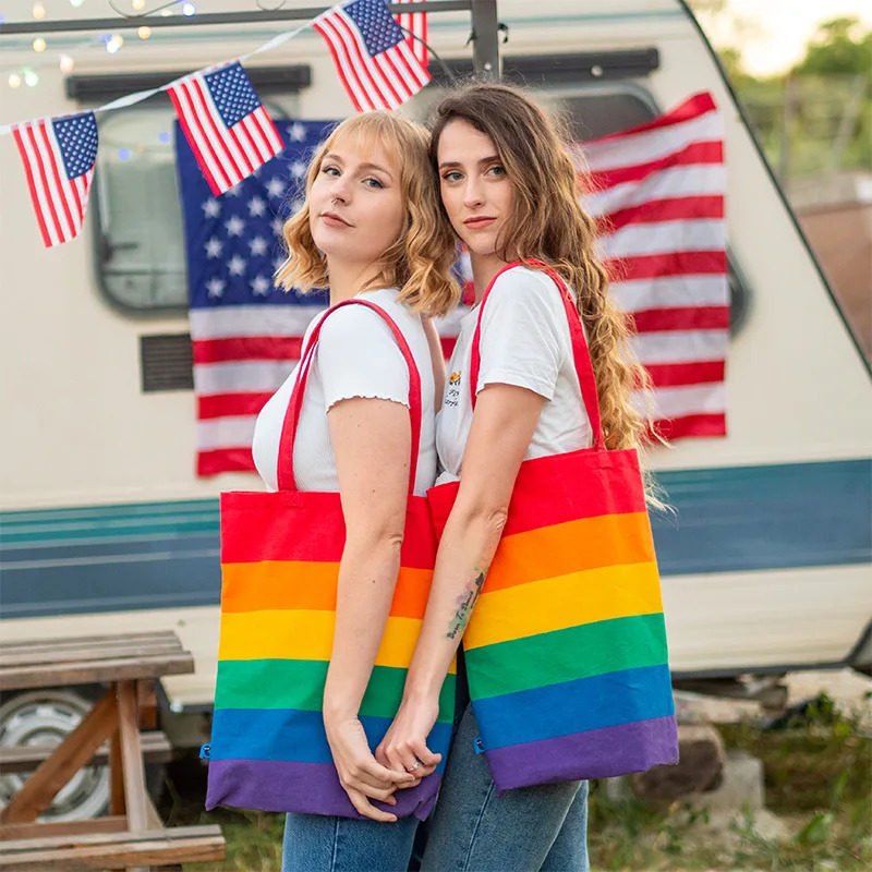 Womens Bag Rainbow Canvas Creative Storage Handbag Color Fashion Funny For Cute Kawaii Girl Simple Wholesale 251110