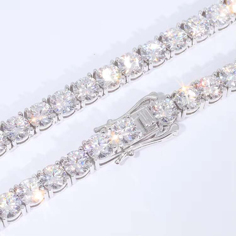 In Stock 925 Sterling Silver Fashion Jewelry Vvs Moissanite Tennis Chain Necklace Bracelet for Women and Men Daily Jewelry