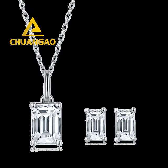 New Products Moissanite Wedding Pendant Sets Ring 925 Silver Moissanite Wedding Set Moissanite Earrings Set
