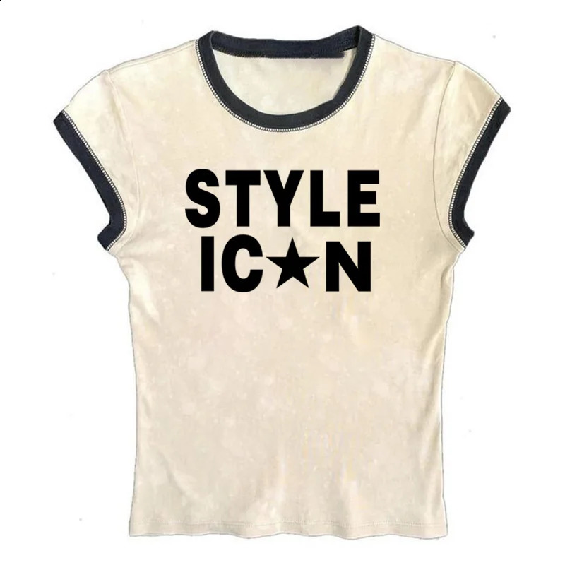Y2k Crop Top 2000s Aesthetic Fashion Letter Print Grunge Summer EMO Girl Graphic Streetwear Harajuku Goth Short Sleeve T-shirts 250411