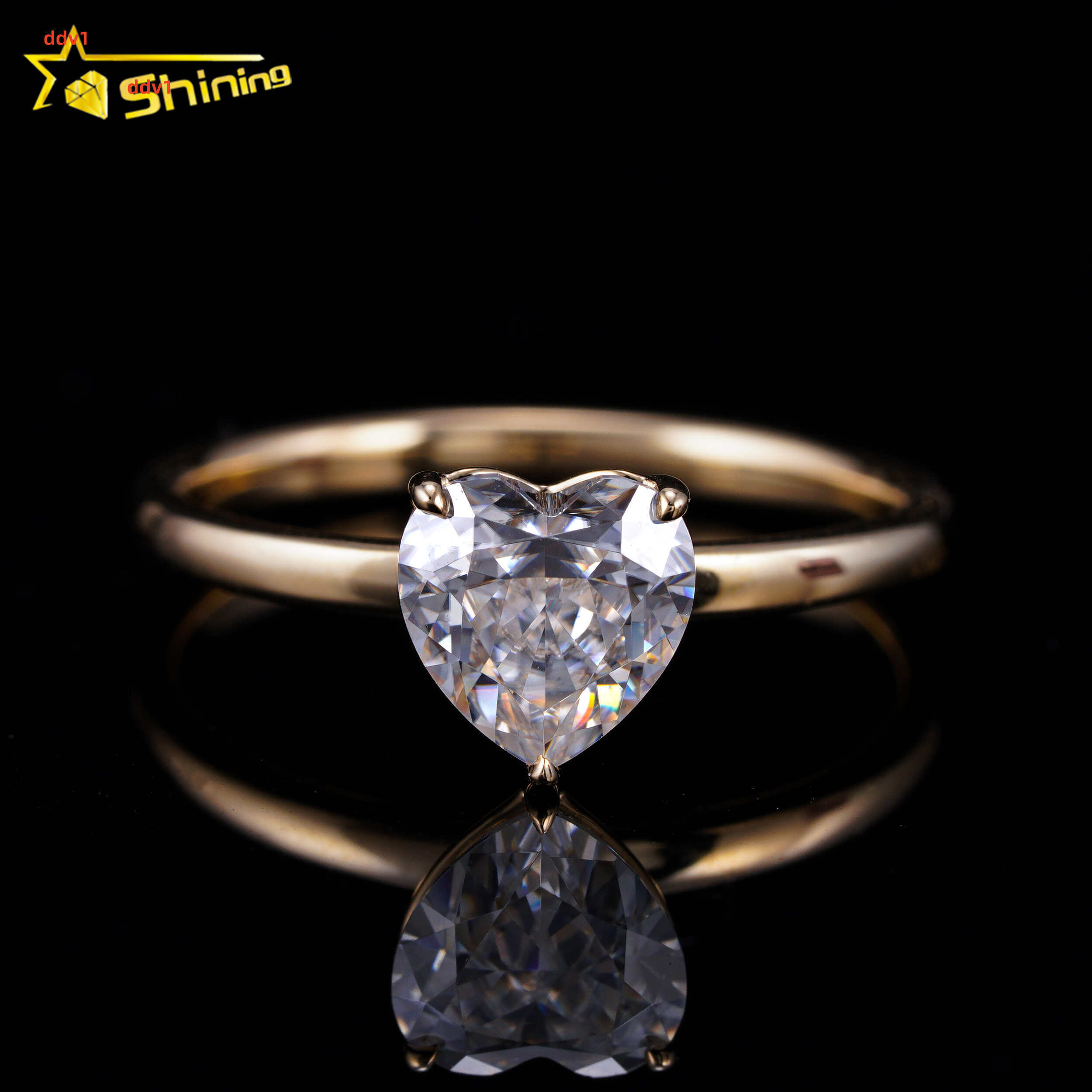 Shining 10K 14K Solid Real Gold Wedding Rings 1CT Heart VVS Moissanite Diamond Engagement Ring Women Finger Rings