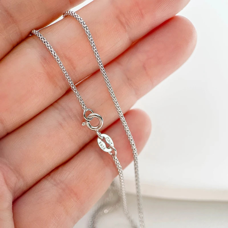 1.2mm thin 35cm-90cm genuine 925 sterling silver popcorn chain necklace for womens jewelry girl Coril Cori 14-32 inch Italian necklace 250408