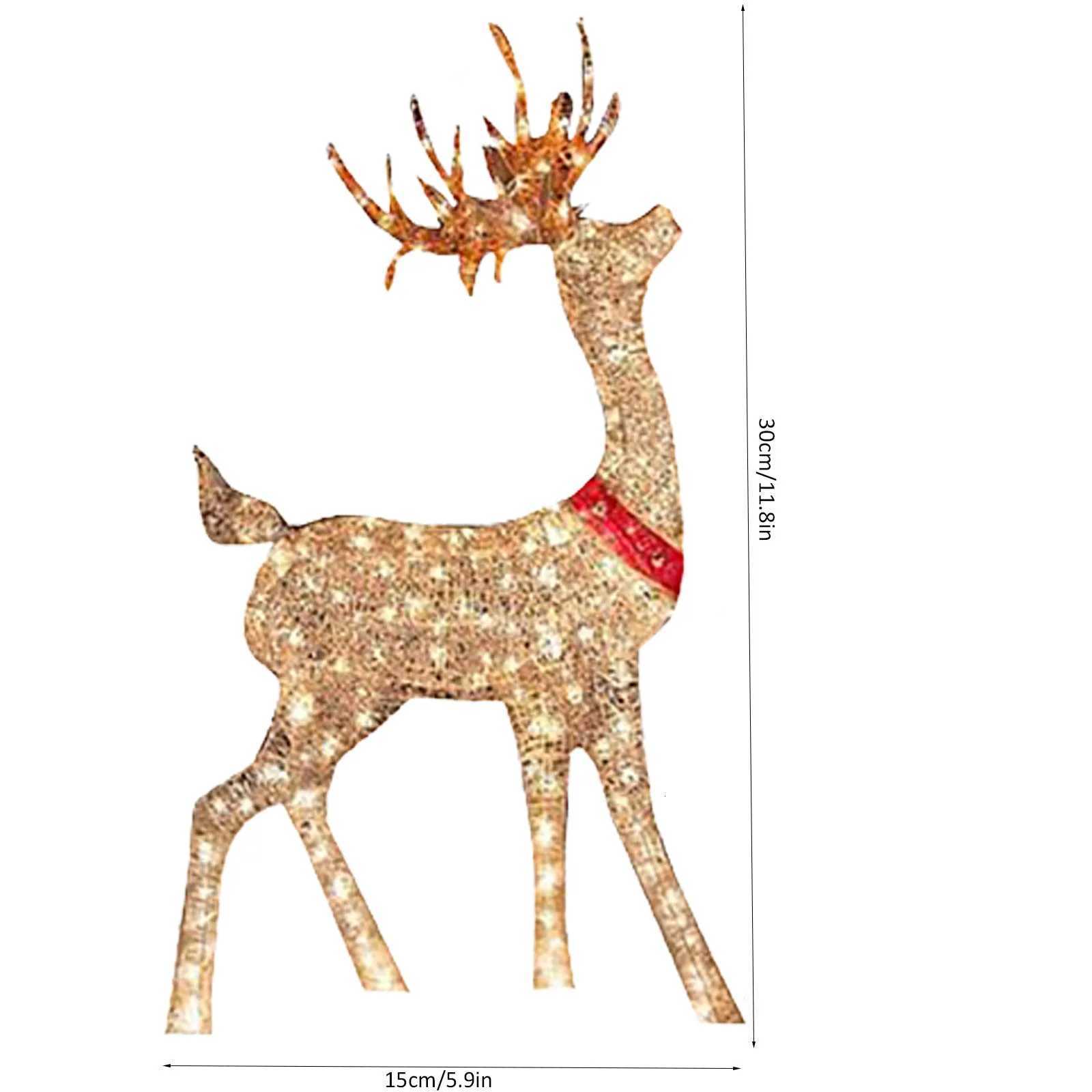 Christmas Christmas Outdoor Cute Deer Lighting Lighted Christmas Deer Sleigh Outdoor Yard Decoration Winter Decoration For Front Yards Y251111