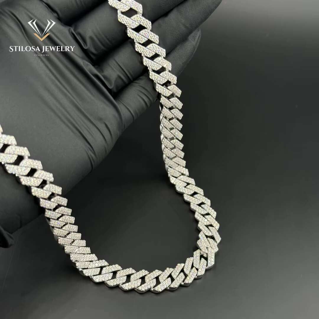 12mm Moissanite Necklace Custom Size 16 18 20 22 24 Inch Hip Hop Jewelry Iced Out Miami Cuban Chain 925 Silver Necklace