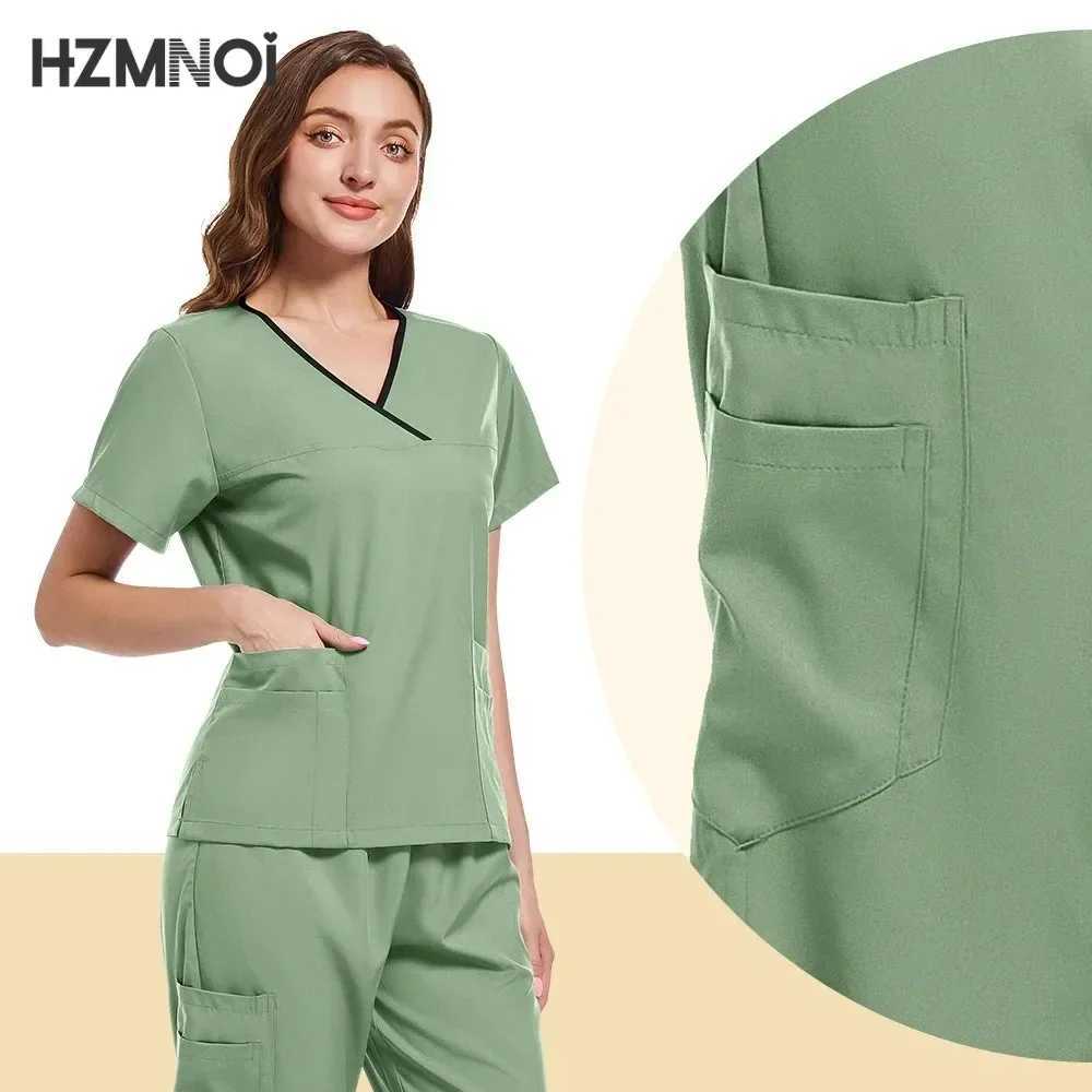 New Nurse Uniforms Women Men Casual Jogger Pants Set Pharmacy Work Clothes Medical Hospital Doctor Nursing Uniform High-end Suit X2504101