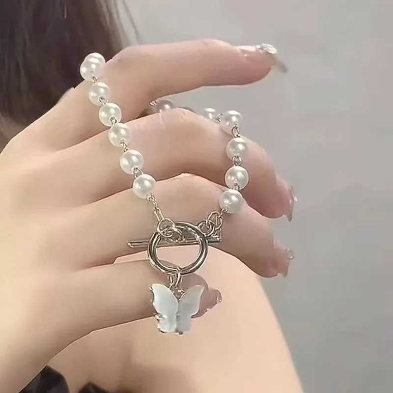 Fashion Butterfly Pearl Pendant Bracelet Ladies Girl Trend Charm Bracelet Festive Friendship Birthday JewelryC250410