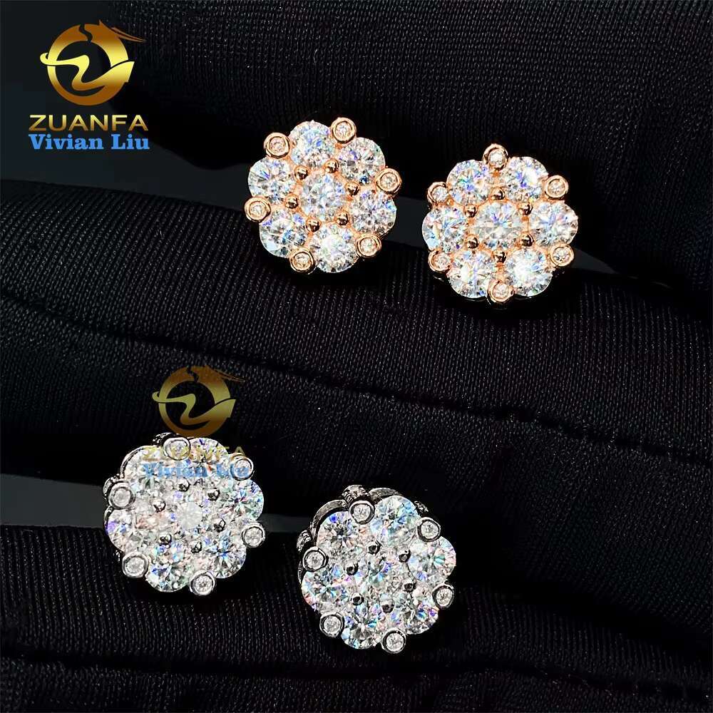 Wholesale Price Shiny 925 Sterling Silver Diamond Fine Jewelry Vvs Moissanite Jewelry Stud Earrings