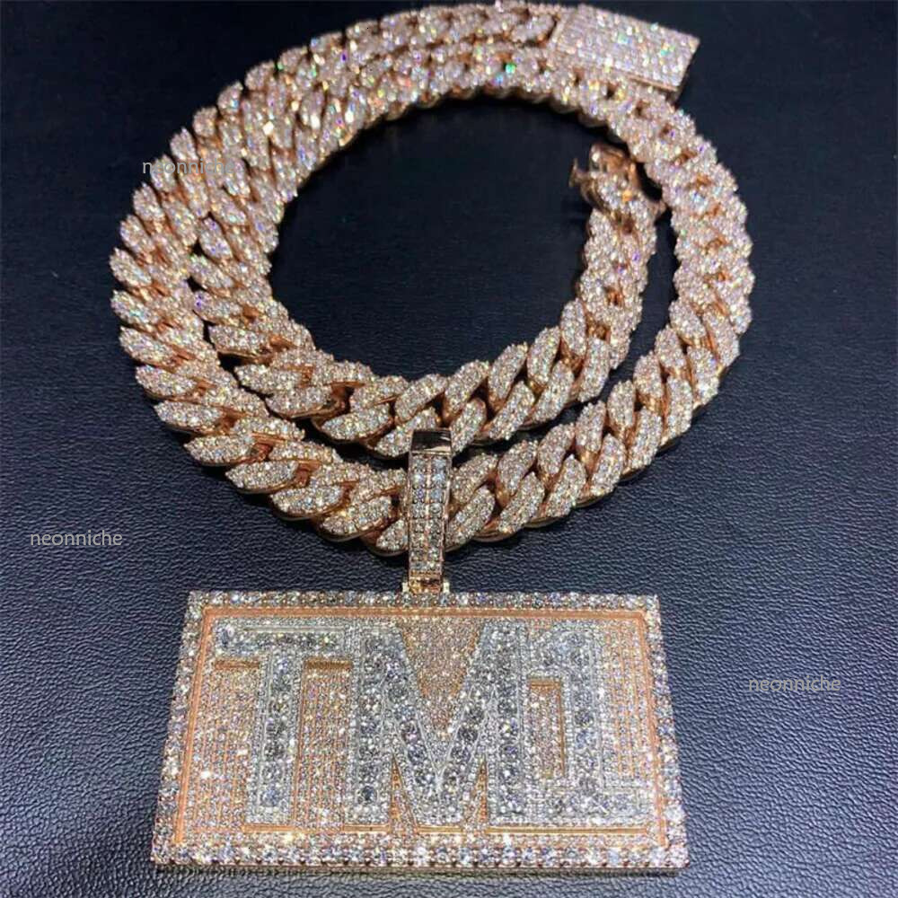 20mm Hip Hop Vvs Moissanite Dia k Mens Jewelry Oem Sier Iced Out Cuban Chain