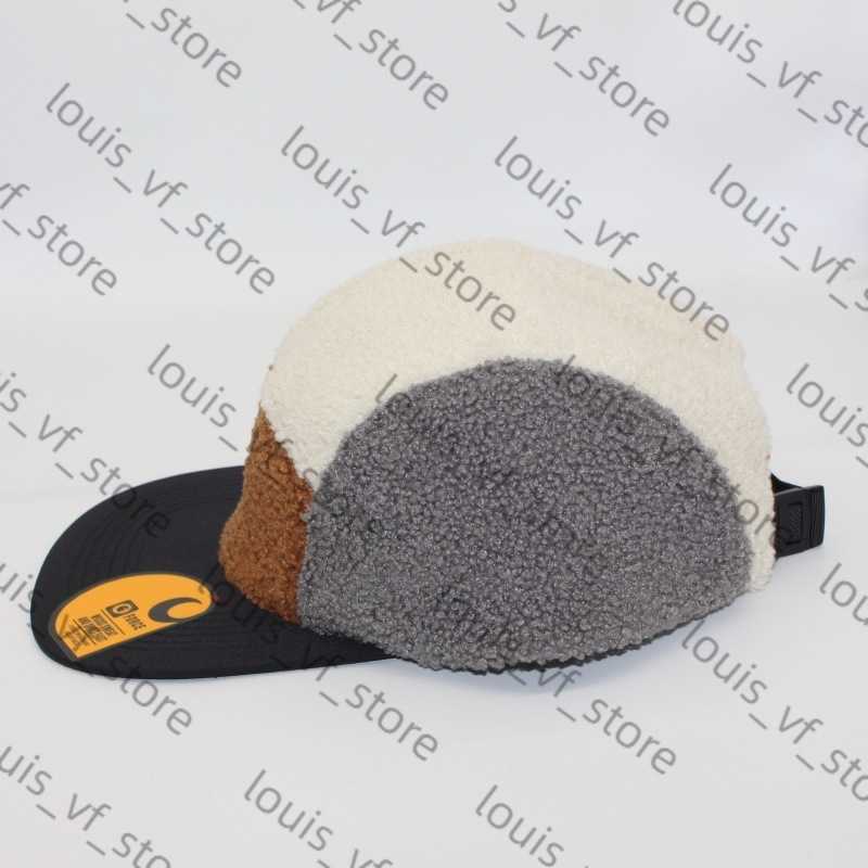Autumn and Winter New Fleece Color Blocked Five Piece Hat for Men Women Warm Baseball Cap Camping H250411