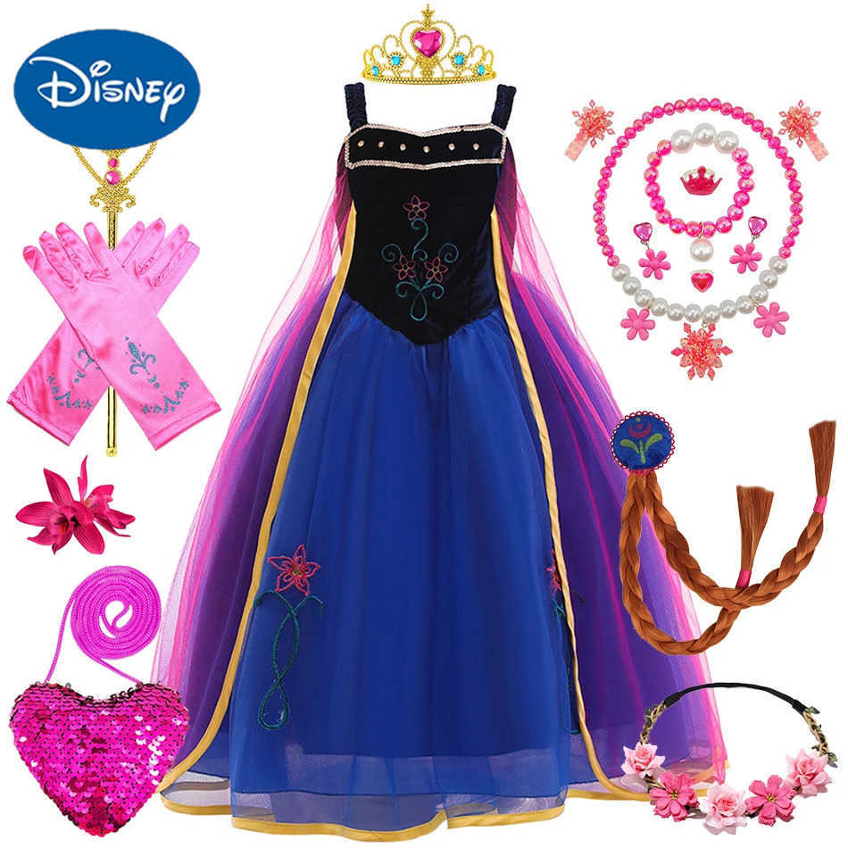 Disney Anna cosplay princess dress girl fantasy Vestido childrens birthday charm costume childrens Halloween carnival birthday party costumeXJ250411