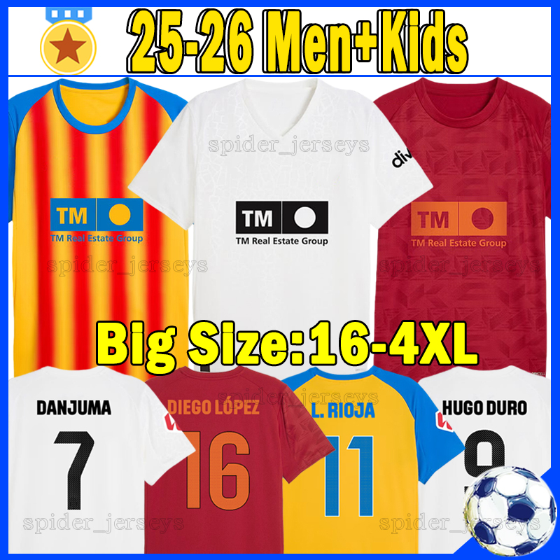 XXXL 4XL 25 26 Valencia CF Soccer Jerseys DANJUMA HUGO DURO JAVI GUERRA 2025 2026 DIEGO LOPEZ L.RIOJA RABA SANTAMARIA Football Shirts DIAKHABY Men Uniforms kids kits