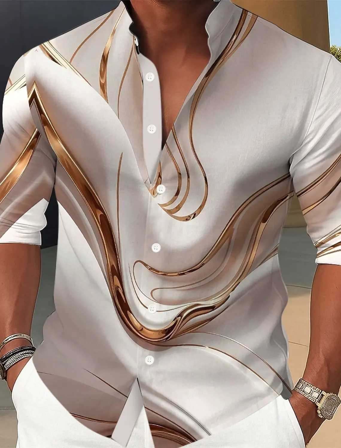 Mens Marble Abstract Liquid Art Shirt Button Up Shirt Turndown Collar Shirt Long Sleeve Casual Outdoor Vacation Spring Fall K251110