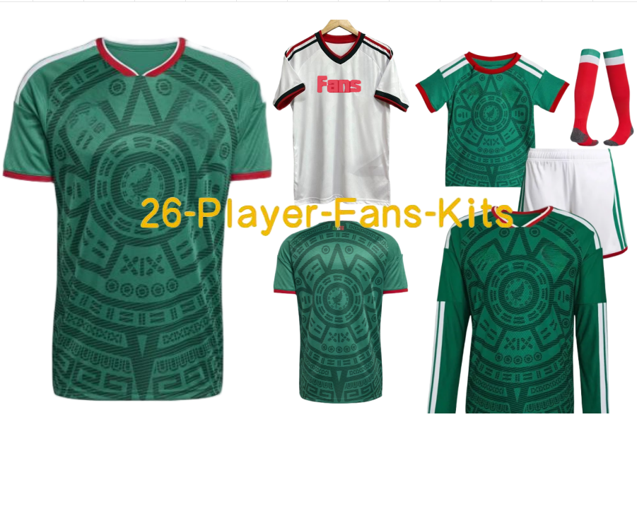 2026 Soccer Jerseys S-4XL Mexico VEGA RAUL CHICHARITO LOZANO J. QUInONES 25 26 H.LOZANO Football Kit Shirts Men and Kids Sets