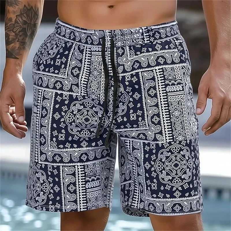 2025 New Mens Beach Shorts with African Tribal Pattern Summer Hawaiian Shorts 3D Printed Breathable Fitness Shorts Swimming TrunkW250410
