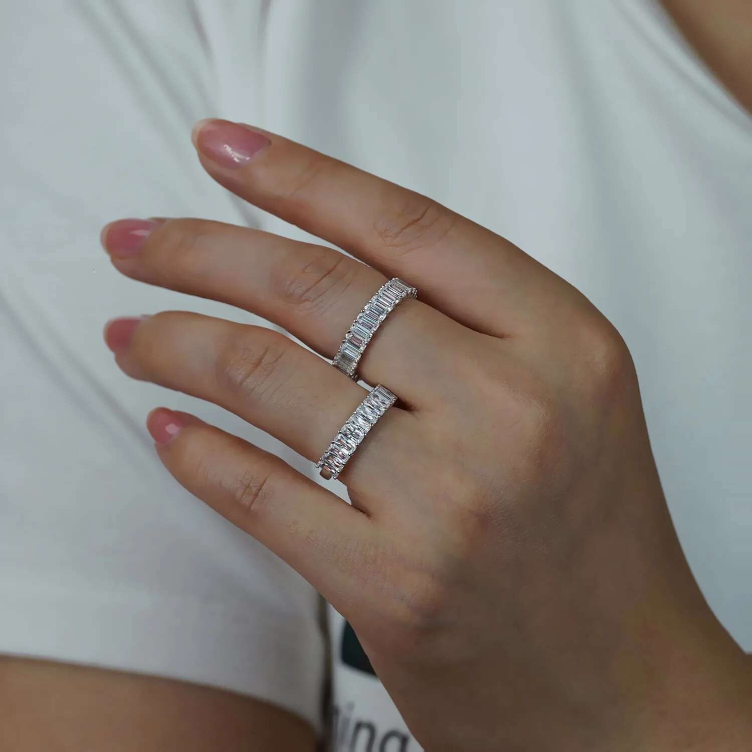 Emerald Cut Full Moissanite Diamond D Color Wedding Ring 925 Sterling Silver 18K Gold Plated Luxury Top Quality Ring for Women