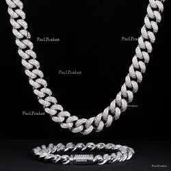 Krkc Custom Hip Hop Jewelry Vvs1 Moissanite Iced Out Cuban k Chain Sier 12mm 10mm Dia
