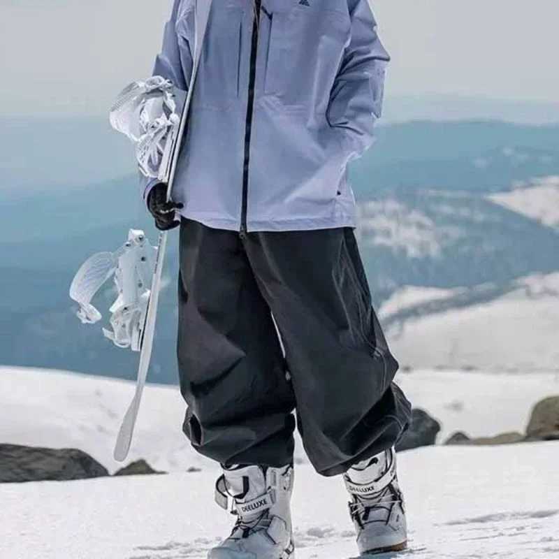 Fashion Single Board Ski Pants Casual Track High Waist Wide Pants Waterproof Wear Resistant Professional Double Board Ski Pants L251110