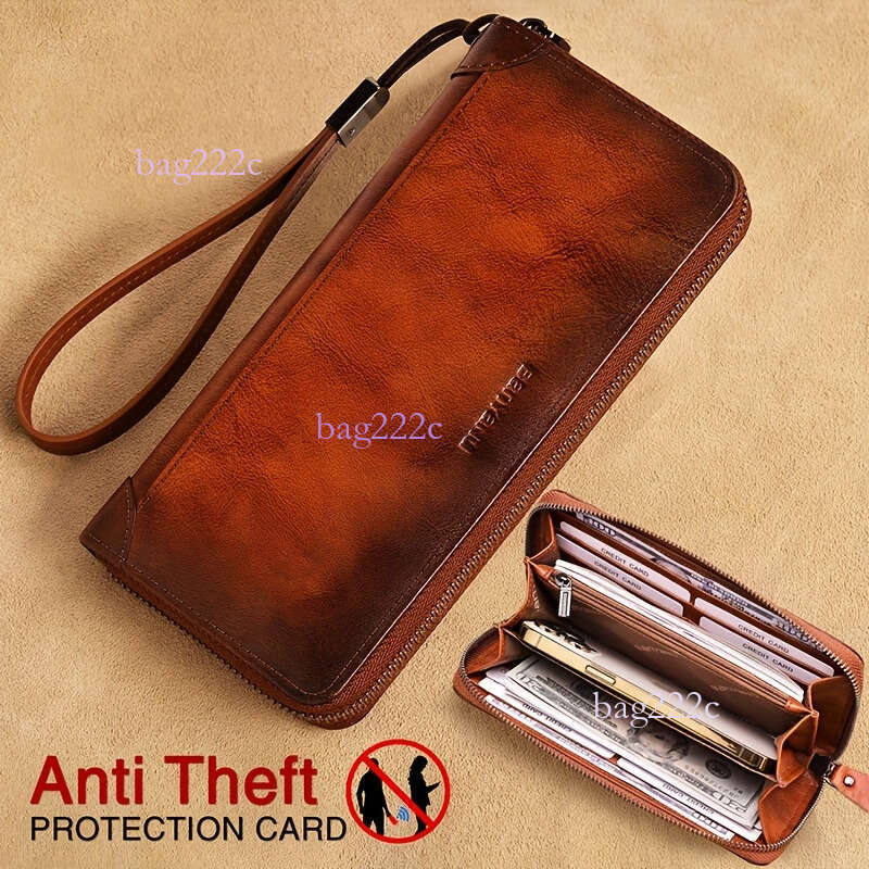 Banya Nu Long Men's Genuine Leather New Zipper Wallet N2040