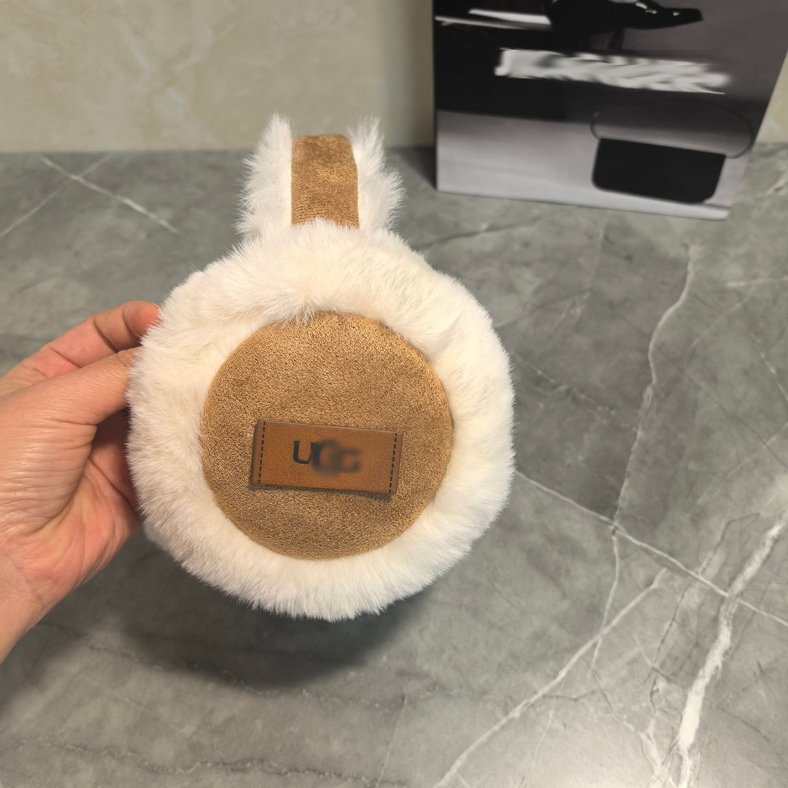 Designer Logo Women Warmer: Fluffy Lamb Wool Muffs, Unisex Warm Winter Ear Cover