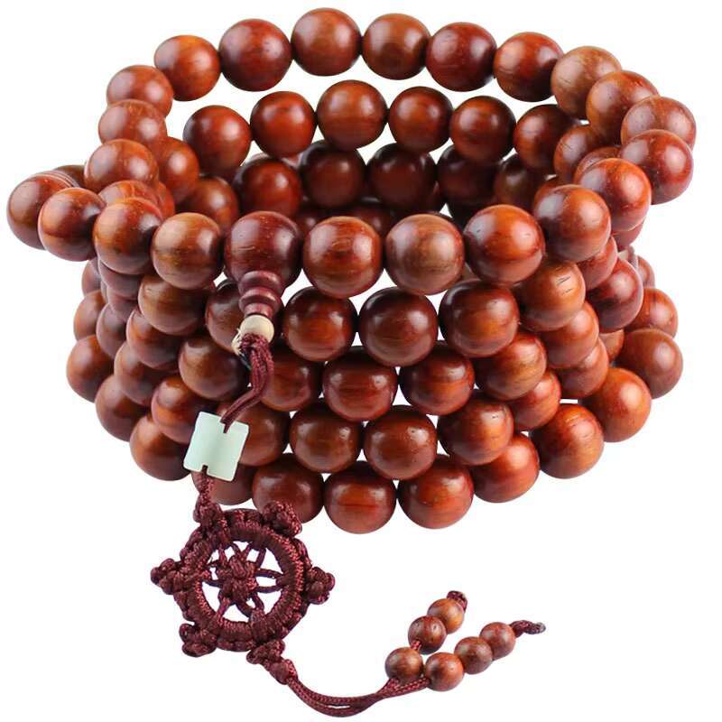 108 Redwood Buddha Ethnic Style Red Prayer Bead Bracelet