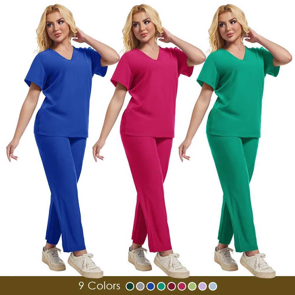 Beauty Sn Workwear Medical Clinical Pockets Scrubs Tops Straight Pants Spa Doctor Nursing Surgical Uniforms Woman Scrubs Sets X250410