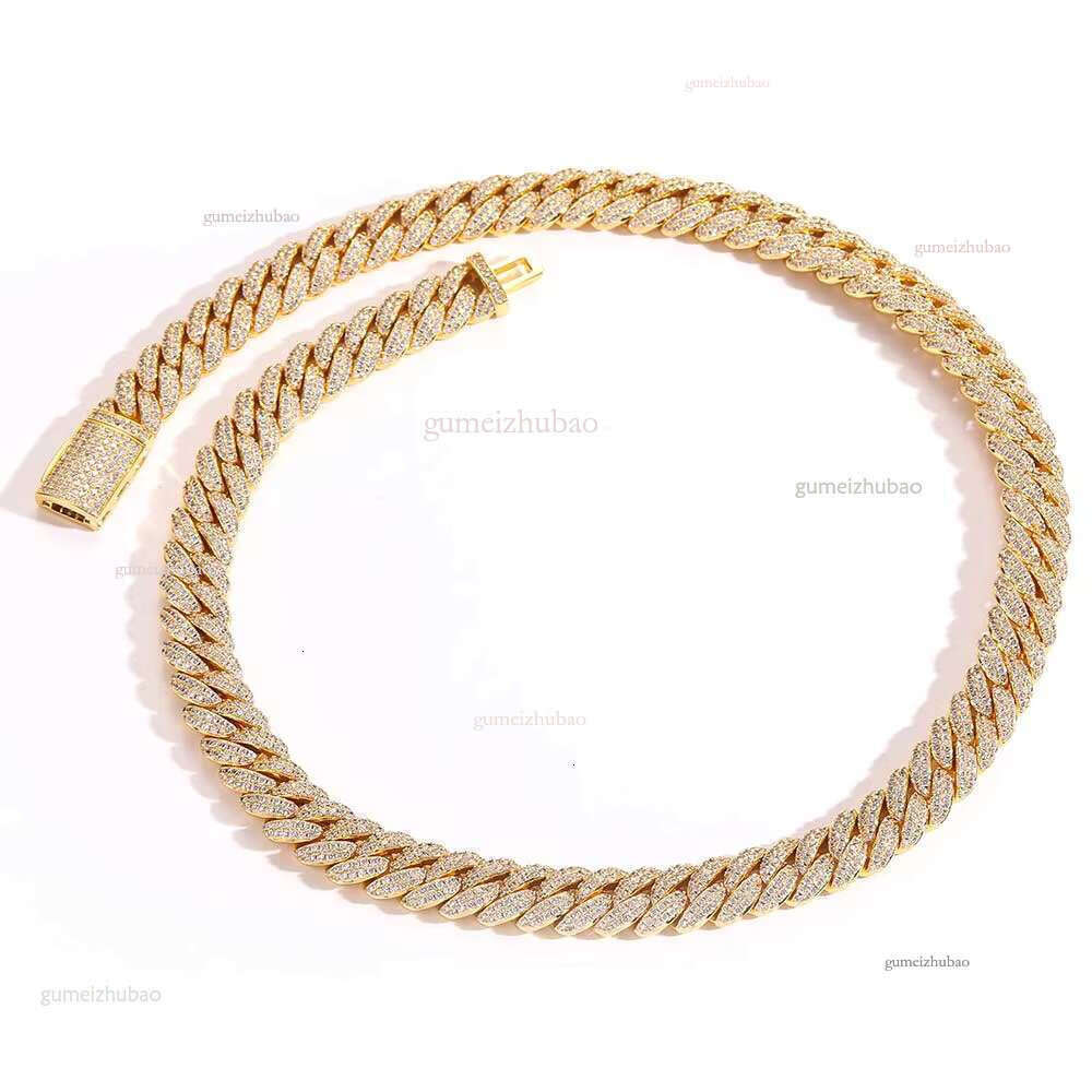 Nuoya 10mm Dia k Gold Plated Iced Out Miami Cuban Chain Necklace for Men Women