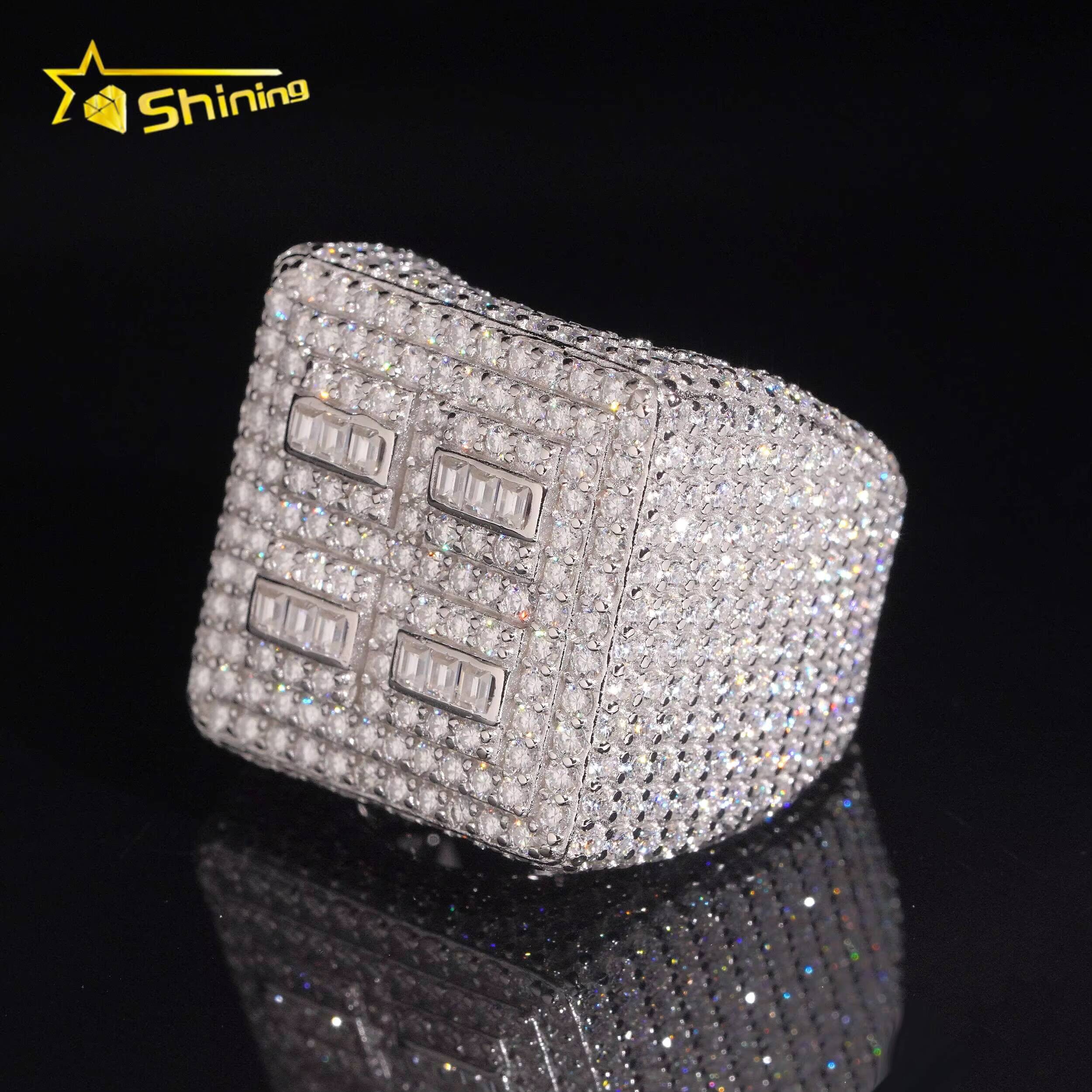 Pass Diamond Tester New Design Hip Hop Jewelry Solid 925 Sterling Silver VVS Moissanite Fully Iced Out Ring