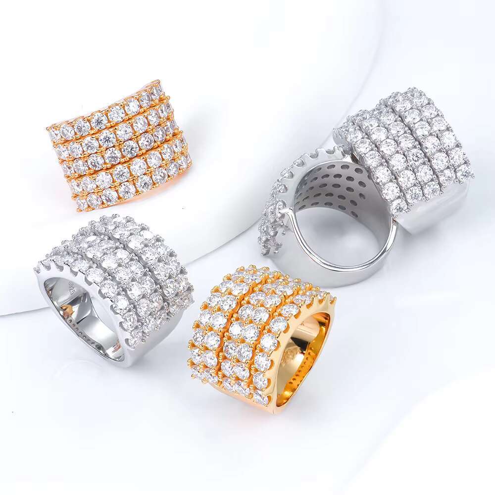 Custom Wholesale Hiphop Jewelry Men Women Luxury Vintage Gold Plated S925 Silver Ice Gra Vvs Moissanite Mossanite Diamond Ring