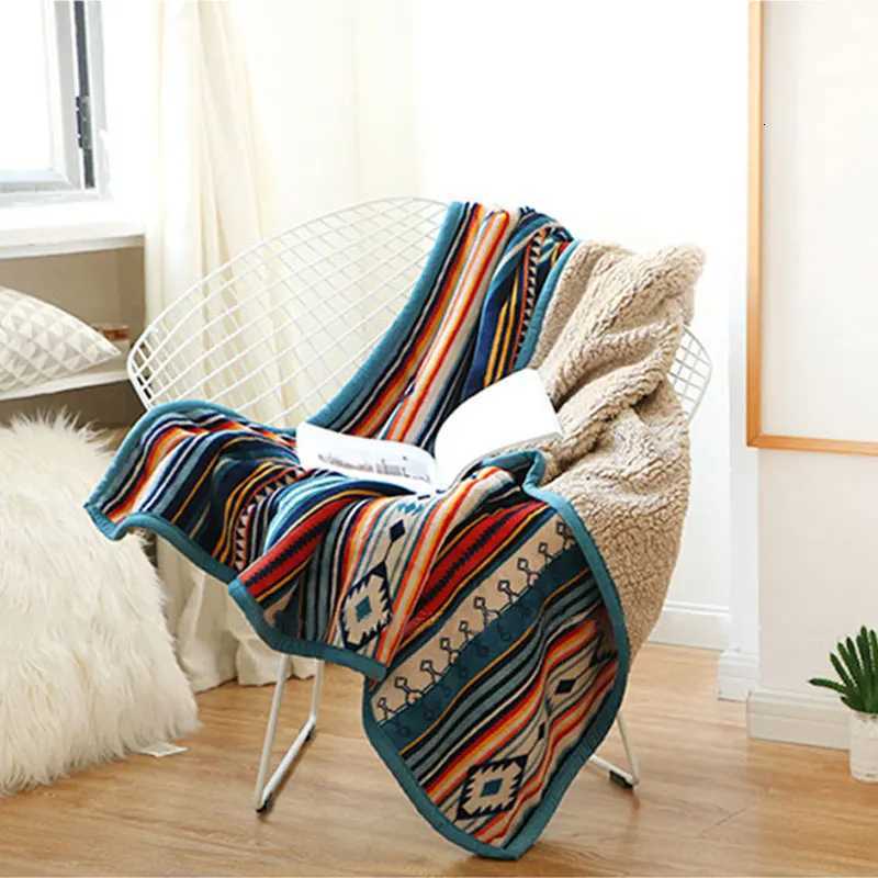 Luxury Bed Blanket Boho Throw Blanket Winter Thick Coral Fleece Sofa Blanket Bed Plaid Bedspread On The Bed Home Decor C251111