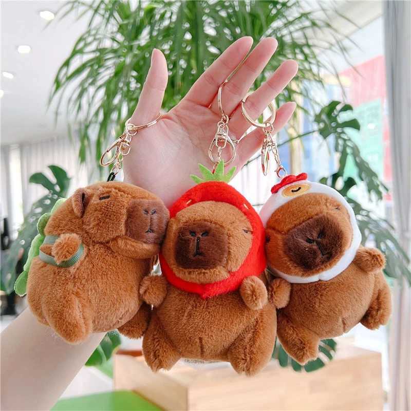Cute Capybara Plush Keychain Backpack Pendant Toy Car Keyring Decorative Accessories Kawaii Stuffed Doll Childrens Birthday Gift W250411