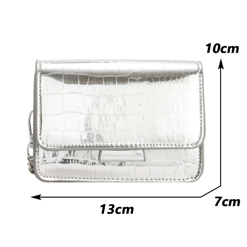 Vintage Women Silver Chic Crossbody Bag Small Shoulder Bags Fashion Gold Mini Square Cute Pu Leather Handbag 251103