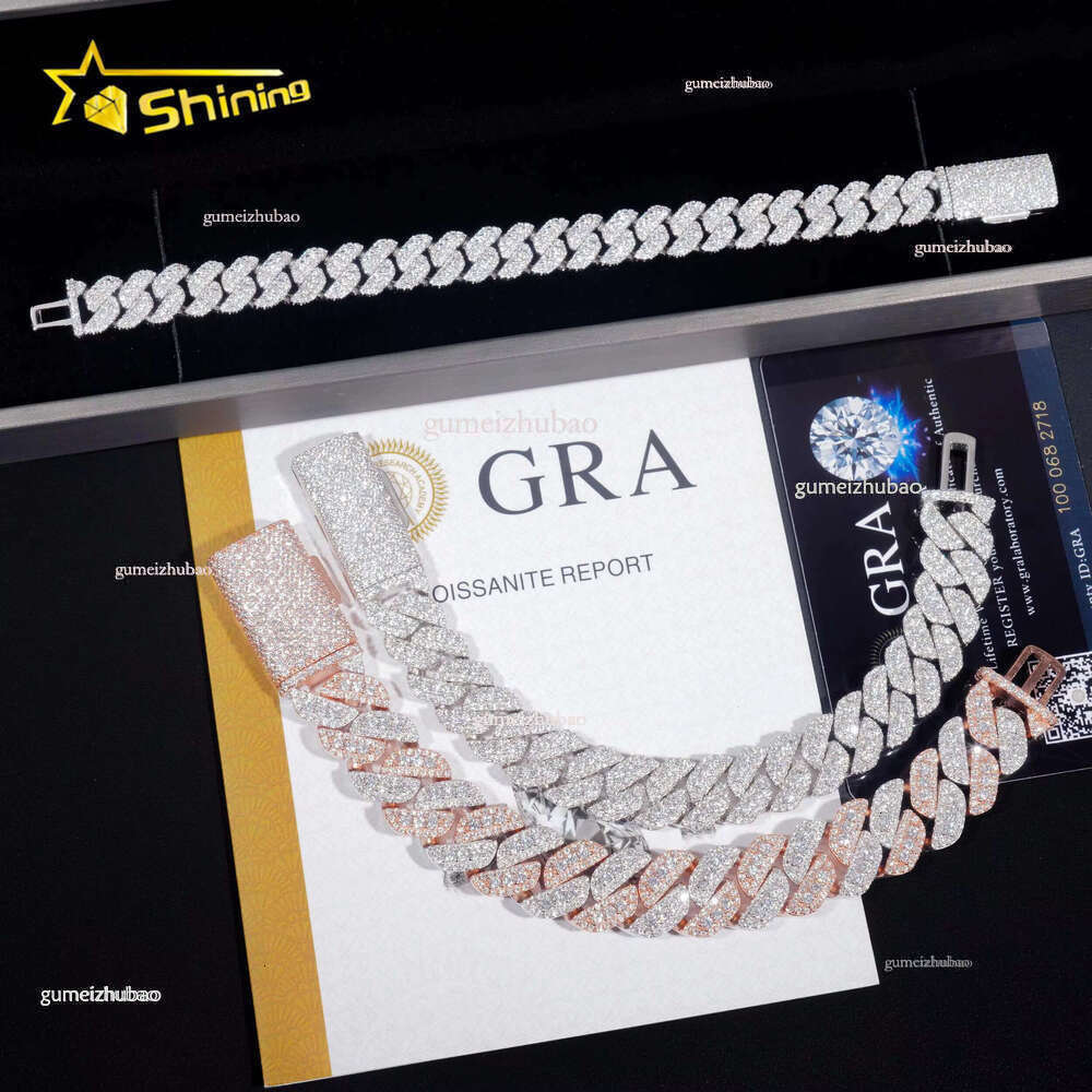 Wholesale Price 10mm 13mm 15mm Chain Sier Iced Out Vvs Moissanite Dia Hip Hop Jewelry Cuban k Bracelet Men