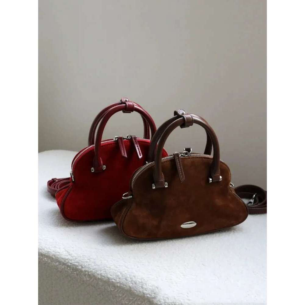 Designer Women Sheep Suede Genuine Leather Fashion Shell Bag Casual Ladies Sweet Tote Handbag Crossbody Single Shoulder Bags