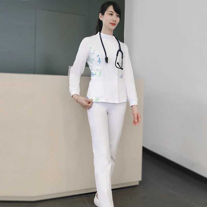 hospital uniforms customized white clothes suitable for nurses and doctors in medical facilities X250410