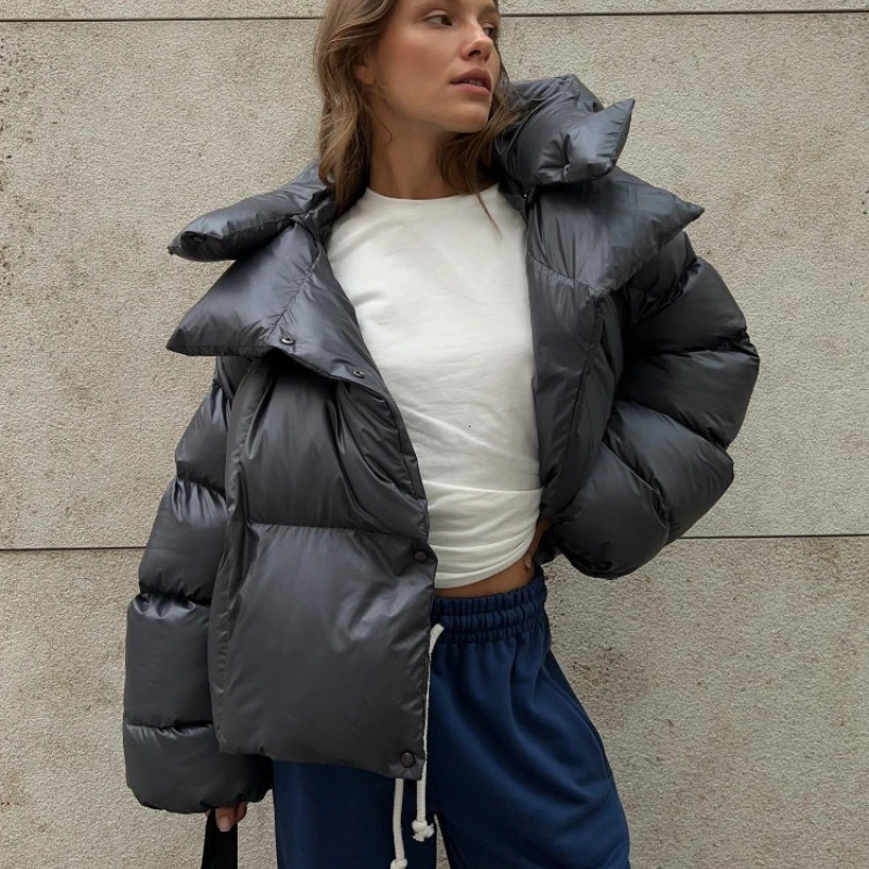 in Winter Warm Cotton Puffer Jackets Womens Loose Parkas Coat Vintage Bread Jacket Outwear Office Ladies Quilted Clothing 251110