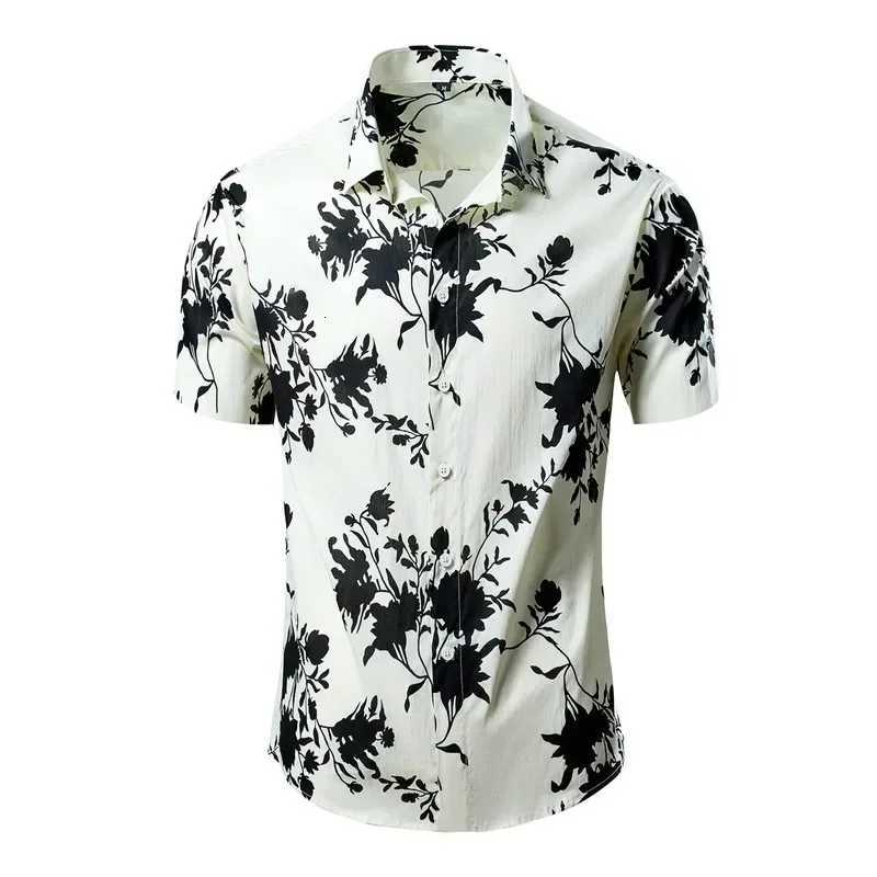 Green Mens Printed Short Sleeve Shirt Summer Beach Casual Shirts Single Breasted Lapel Camisa Chemise Size M-8XL K251110