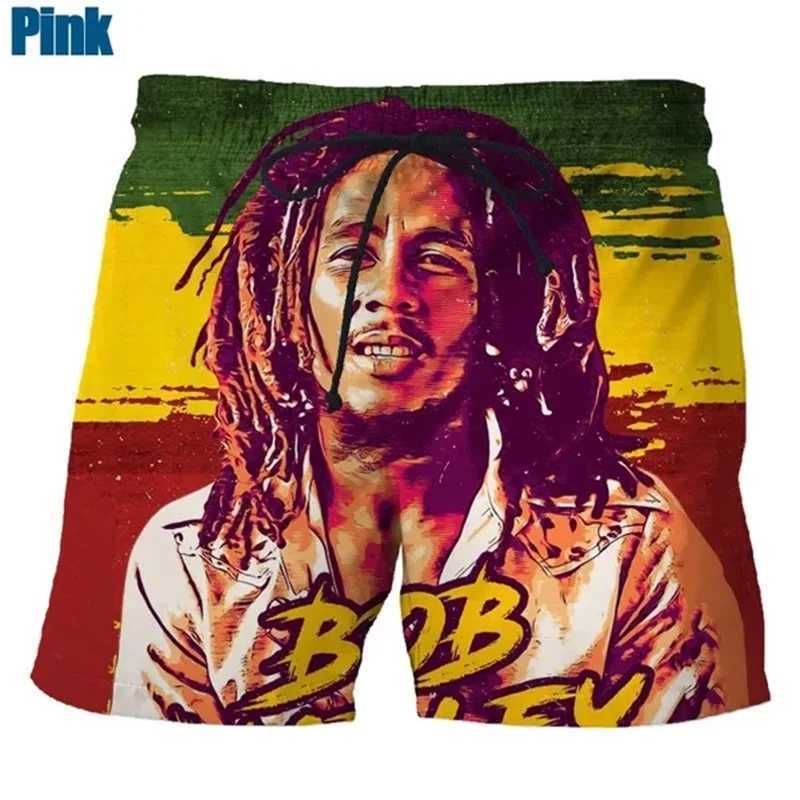 Rock Singer Bob Marley Reggae Rasta Pattern Board Shorts 3D Printed Mens Outdoor Leisure Sports Gym Shorts Mens Swimming RelayW250410