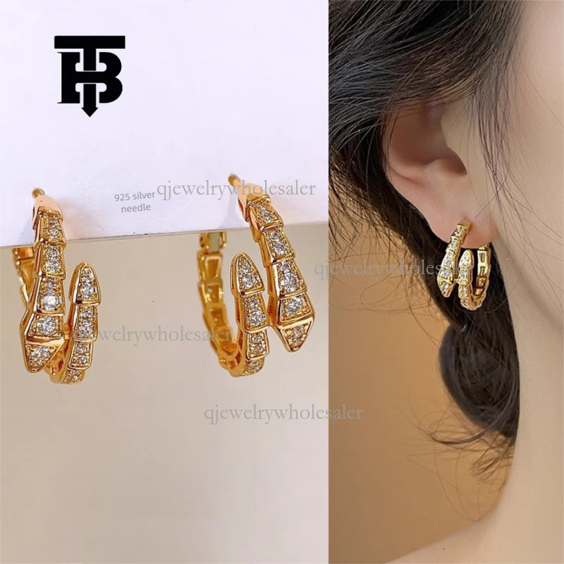 TB BHULAMTE Designer Luxury Earrings Micro Inlaid Full Zirconia Dynamic Serpentine Earrings Personalized Retro Women's Fashion Jewelry Accessorie
