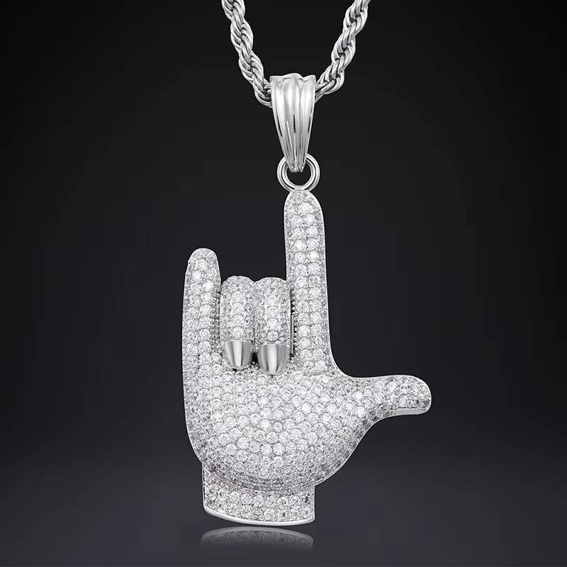 Hot Sale 925 Sterling Silver Iced Fire Pendant VVS Moissanite Custom Finger Charm Passes Diamond Tester Hip Hop Style
