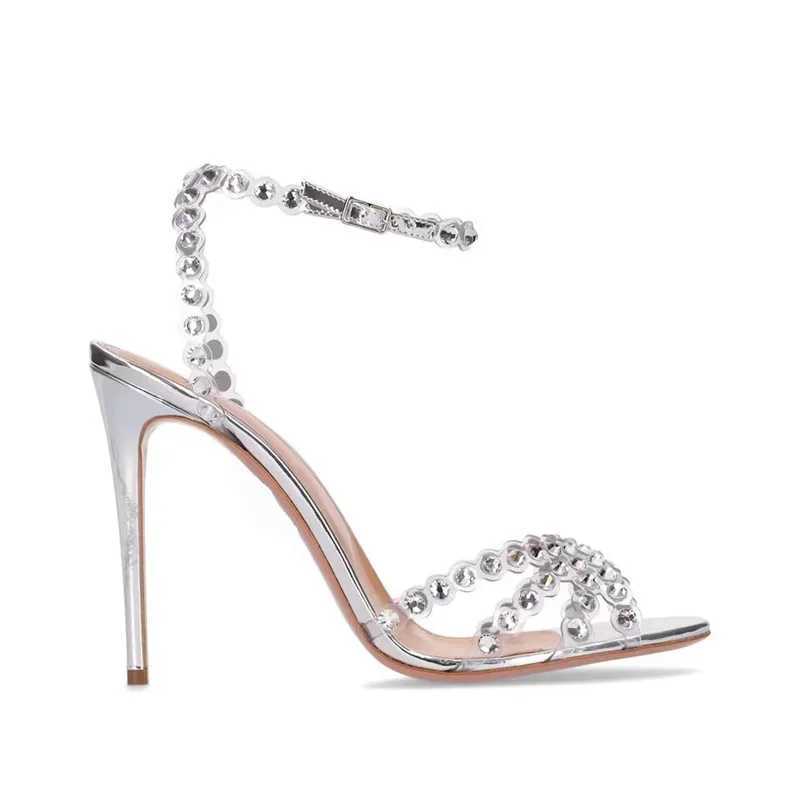 Summer and Spring Sier Temperature Celebrity High Heels Jelly Diamd Sandals Thin High Heels Round High HeelsXJ250410