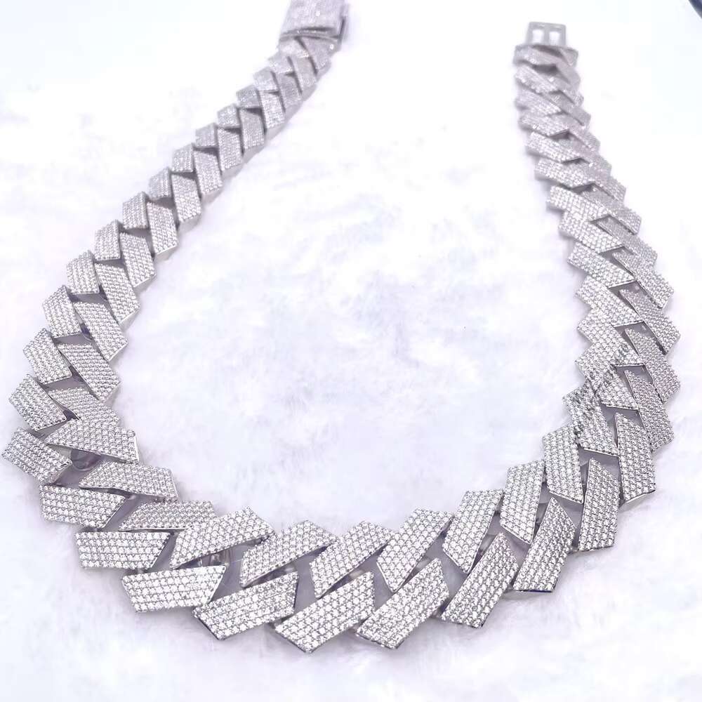 28mm S925 With Five Row Vvs Moissanite Big Cuban Chain Necklace Cuban Link Chain Jewelry Necklace Cuban Link Chain Necklace