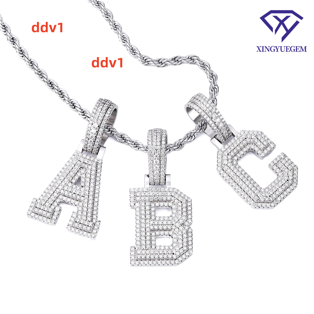 Custom 925 Sterling Silver Moissanite Initial Pendants Iced Out Hip Hop A-Z Letter Jewelry for Men Customizable