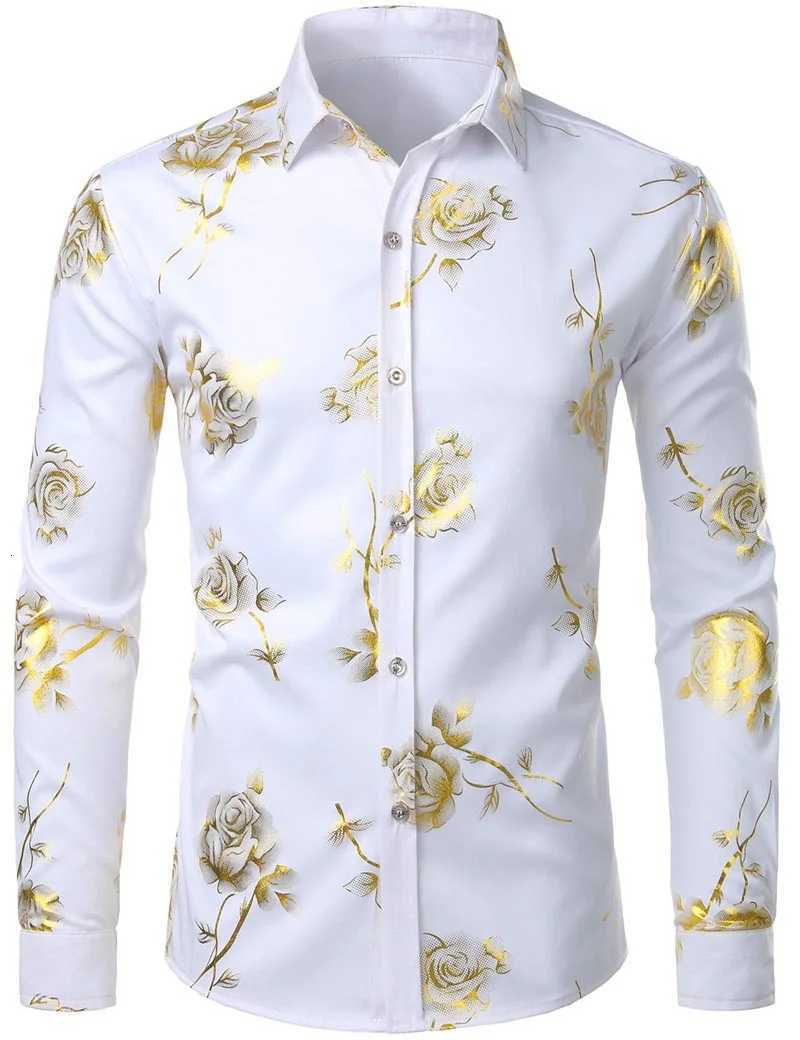 2024 Mens Floral Long Sleeve Shirt Mens Casual All-match Fashion Street Mens Shirt Lapel Single-breasted Long Sleeve Top K251110