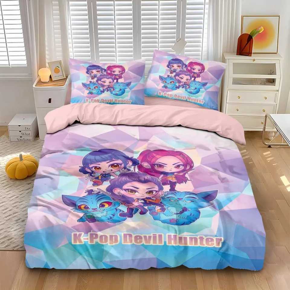 KPop D-Demon Hunters Bedding Set Single Halloween Costume Bedding Set - 2-3 Piece Comforter Quilt Duvet Cover Case Sets H251111