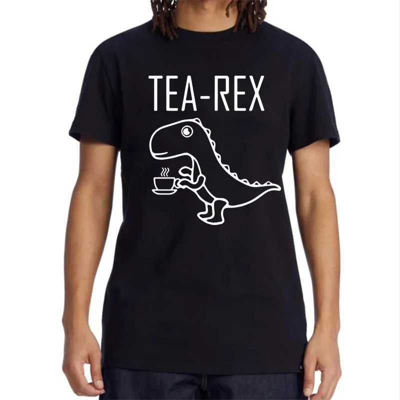 Mens high-quality 100% cotton cool and funny summer casual dinosaur design print O-neck mens T-shirt mens T-shirt mens top M250411