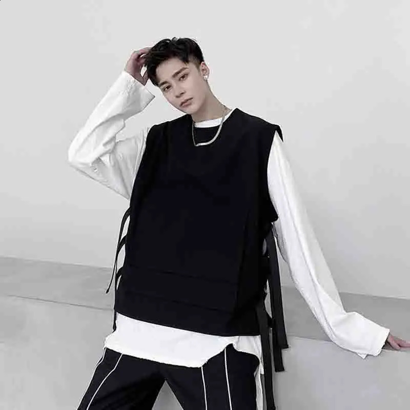 Work clothes functional style tactical sleeveless vest ins individual big pocket versatile vest mens dark coat trend DJ 250407