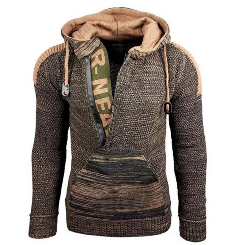 Mens Oversized Sweater Autumn Winter Casual Hooded Sweaters Pullover Men Full Sleeve Knitted Streetwear Pull Homme 251030