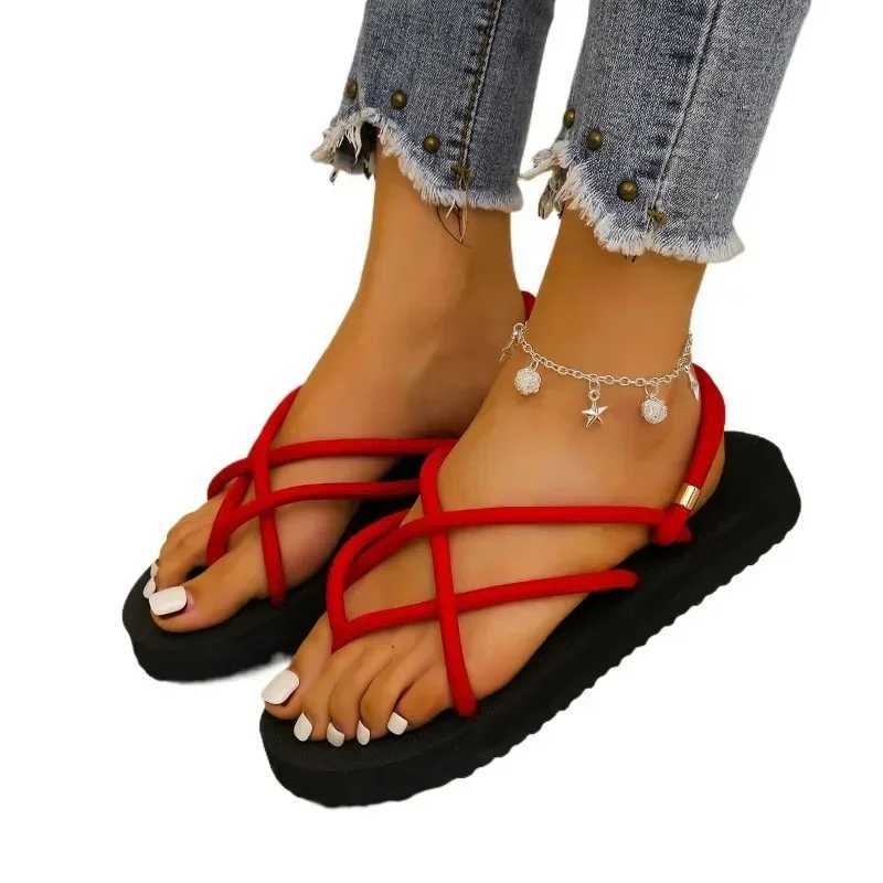 Womens shoes 2024 high-quality plus size womens sandals Fi narrowband daily sandals womens new leather toe flat shoesXJ250410