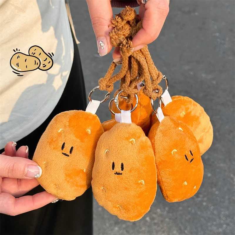Cute two tone cotton plush toy keychain cartoon soft filled doll pendant car key ring back bag decoration childrens gift W250411